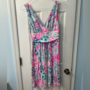 Lilly Pulitzer Pink and Blue Floral Midi Dress